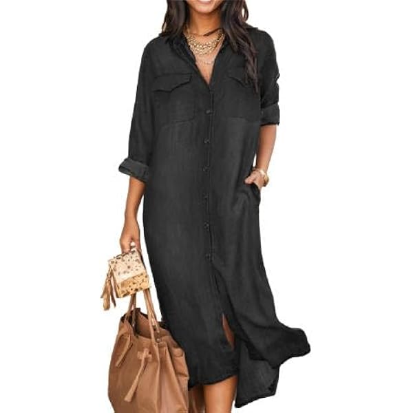 Amazon.com: Womens Casual Vintage Lapel A-Line Swing Midi Jeans Dress Short Sleeve Button Down Denim Dress : Clothing, Shoes & Jewelry Amazon.com: Womens Casual Vintage Lapel A-Line Swing Midi Jeans Dress Short Sleeve Button Down Denim Dress : Clothing, Shoes & Jewelry