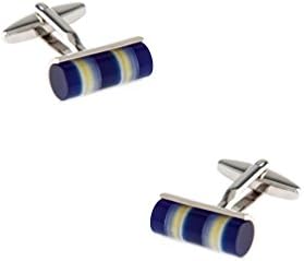 Clasped Barrel Blue Metal Cufflinks