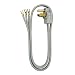 Southwire 9124SW8809 Range Power Cord, 4-Foot, 1/4-Inch Flanged Terminals, Flat Plug, Compatible With Most Standard Free Standing Electrical Ranges With A 3 Conductor Wall Outlet, 125/250-Volt, 30-Amp