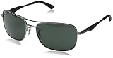 Ray-Ban Men's RB3515 Square Metal Sunglasses, Gunmetal/Green, 61 mm