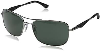 Ray-Ban Men's Rb3515 Square Sunglasses,Gunmetal,61 mm: Ray