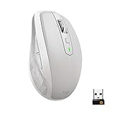 Logitech MX Anywhere 2S Wireless Mouse - Use On Any Surface, Hyper-Fast Scrolling, Rechargeable, Control up to 3 Apple Mac and Windows Computers and laptops (Bluetooth or USB), Light Gray