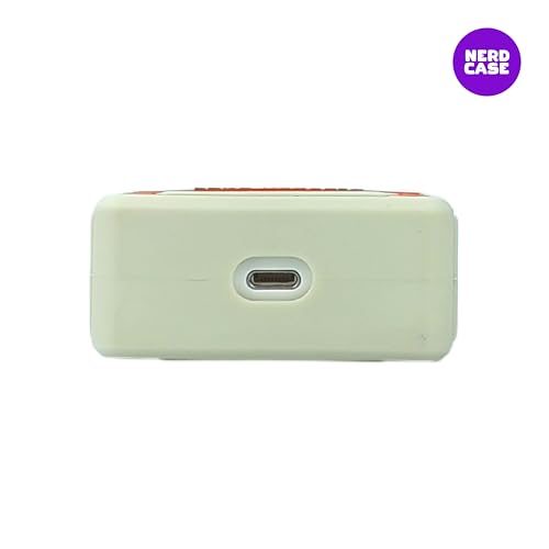 Capa Protetora Nerdcase Compatível com AirPods 4, Fita Cassete, Bege e Laranja