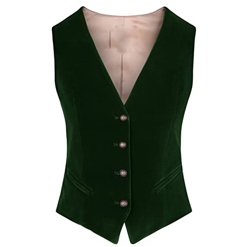 Women's Suit Vest Velvet V Neck 4 Button Formal