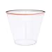 Rose Gold Plastic Disposable Cups (120 x 9 oz) - Elegant Rose Gold Rim Trim Clear Party Cup - Fancy Reusable Rimmed Glass Tumbler For Birthday, Wedding, Bar Parties Decoration Supplies, Trimmed Glass