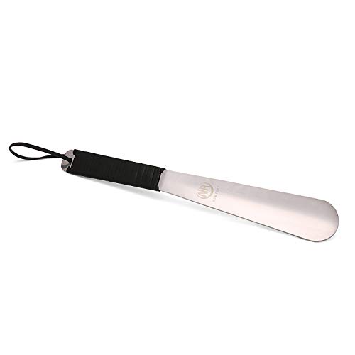 Long Metal Shoe Horn, Shoehorns for Men, Women, Kids,Boots Leather Strap Black