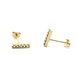 Automic Gold 14k Yellow Gold Cubic Zirconia Bar Earrings