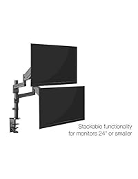 TechOrbits   Soporte de monitor dual para ordenador con brazos dobles, abrazadera C para monitor de escritorio, muelles de gas articulados con movimiento completo, ajuste universal para montura Vesa de 17 a 32 pulgadas con rotación de 180°