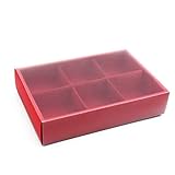 BBC 6 Cavity Red Cake Box With Clear Lids, Gift
