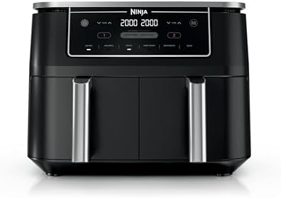 Ninja | Air Fryer | Finish Cooking Multiple Foods at the Same Time | 6-in-1 (Air Fry, Broil, Roast, Keep Warm, Dehydrate, Bake) | Fit up to 8lb Chicken Wings in the two 5 QT Baskets | DZ302