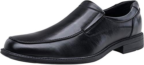 VEPOSE Men's Dress Shoes Slip On Formal Oxfords Square Toe Loafer Shoes(09,Black)