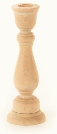 Unfinished Wood Candlestick with Base - 6 7/8" Tall with 7/8" Opening