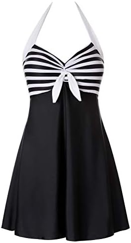Lemonfish Women Underwire Tankini Swimsuit Plus Size, Halter Front Bow Top and Skort Bottom One Piece Bathing Suits