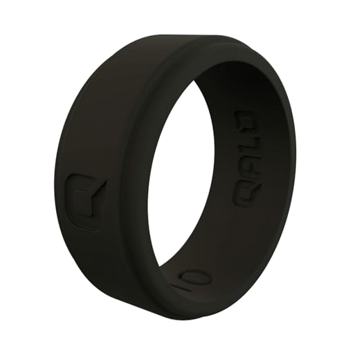 QALO Men's Classic Quality Silicone Ring Step Edge - Black Size 09