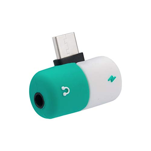 Headphone Jack Adapter Compatible for Samsung Galaxy Note 10+ Plus 2 in 1 Dual Splitter Earphone Dongle Connector Convertor 3.5mm Audio and Charger Aux Headset Adapter Cable Accessories (Green)
