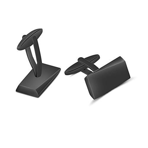 Merit Ocean Black Classic Cufflinks for Men Stainless Steel Wedding Business Gifts - Thumbnail 4