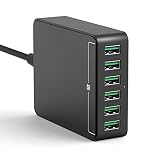 USB Charger, Vogek 60W 12A 6-Port USB Charging Station Multi Ports Desktop Charger with Smart Identification Compatible with Cellphones Tablets - Iron Gray
