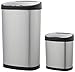 AmazonBasics Automatic Trash Can Set -12 Liter and 50 Liter, Stainless Steel