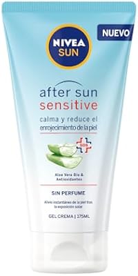 After Sun Sensitive Gel-Crema (1 x 175 ml), crema calmante con aloe vera, crema hidratante para piel sensible y con alergia al sol