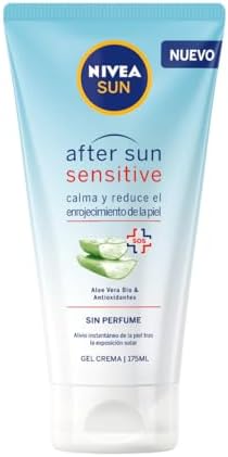 After Sun Sensitive Gel-Crema (1 x 175 ml), crema calmante con aloe vera, crema hidratante para piel sensible y con alergia al sol