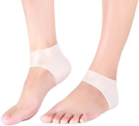 Queentools Cream White Heel Pain Gel Pads, Against Pain on Your Heel, Heel Protector Cracked Foot Care for Men and Women (3 Pairs)