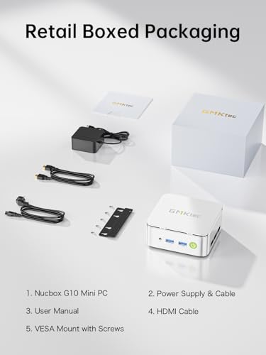 GMKtec AMD Ryzen 5W11 Pro 3500U Mini PC (Performance Over 4300U/N150/N100/N95 4C/8T 4.50GHz), G10 Mini Computer, 16GB DDR4 RAM + 512GB PCIe 3.0x4 SSD, WiFi 5, USB 3.2, USB-C, BT 5.0