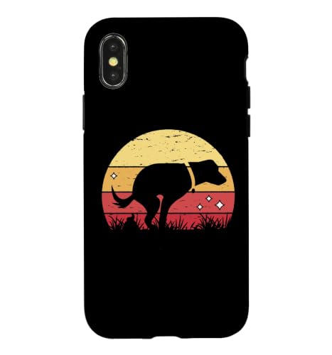 Retro Labrador Sunset Dog Pooping Canine Owner Case for iPhone X/XS