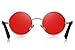 MERRY'S Gothic Steampunk Sunglasses for Women Men Round Lens Metal Frame S567 (Silver&Red, 46)