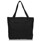 DALIX 20" Solid Color Cotton Canvas Shopping Tote