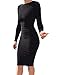 Mokoru Women's Casual Basic Pencil Dress Sexy Long Sleeve Bodycon Midi Club Dress, X-Large, Black