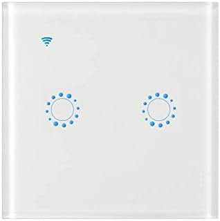 KJRJKG Wifi Smart Light Switch Work with Alexa Google Home Wireless control Need White Neutral Wire No hub 2 Gang