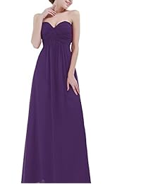 YiZYiF Vestido de novia de gasa sin tirantes para noche