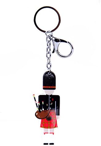 Scottish Large Red Tartan Kilt Bagpipe Piper Keyring Charm