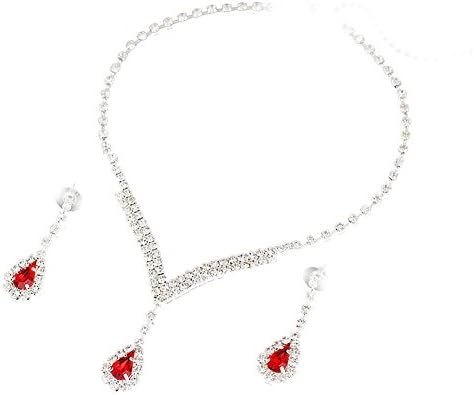 UDORA Wedding Party Crystal Jewelry Set Bridesmaid Brides (Red)