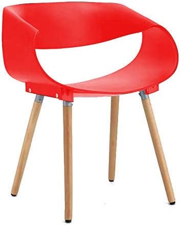 SEAT CHACHA Tulip Creative Solid Wood Plastic Backrest Dining Chair & Cafeteria Chair (Red)