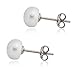 Ladies Earring Silver Tone Center CZ and Pearl Mia Sarine