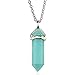 Gemstone Rock Crystal Quartz Hexagonal Healing Point Pendant Chakra Cut Jewelry Necklace Amazonite