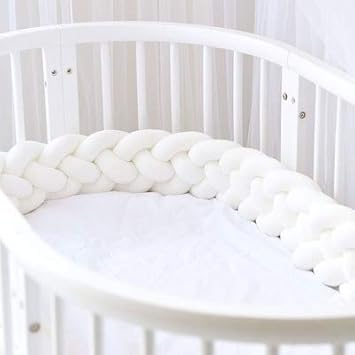 EXQULEG 220cm Baby 4 Weben Bettumrandung Nestchen Stoßstang Kantenschutz Kopfschutz für Babybett Bettausstattung Kinderbett (