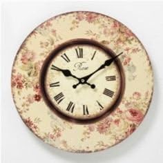 Floral Pink Roses Flowers Country Style Metal Wall Clock