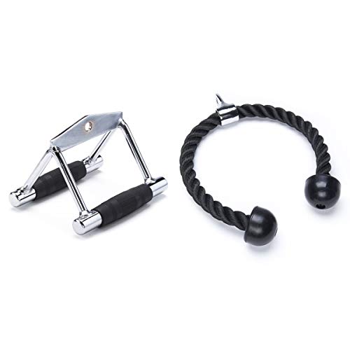 Black Mountain Cable Machine Attachment Combo - V Bar and Tricep Rope - Thumbnail 5