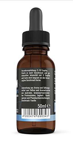 Flavour Drops Zuckerfrei 50ml mit Dosierpipette - Flavor Drops Lebensmittelaroma - Flavor Drops Zuckerfrei für Magerquark, Porridge uvm - von Gym Nutrition - Vanille Geschmack – Bild 3