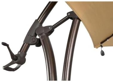 Amazon Com Hampton Bay 11 Ft Offset Led Patio Umbrella In Tan 132x111x132 Sand Garden Outdoor