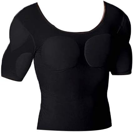 QQA Men Fake Muscle T-Shirt Invisible Simulation Fake Chest Muscle Slim Underwear Suit Use,M
