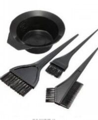 Hairdressing Salon Hair Coloring Tools Dyeing Bowl Comb Brushes Kit Set Tint Coloring Bleac 4 Pcs (Black)