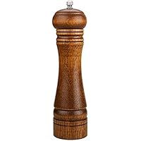 Best Retro Refillable Wooden Pepper Mill - Big Solid Oaken Wood Gourmet Professional Mills Shaker with Strong Non…
