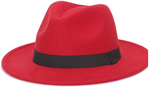 red wide brim felt hat