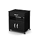 South Shore 2-Door Printer Stand with Storage on Wheels, Pure Black, 19 75 L x 26 W x 27 25 H,
