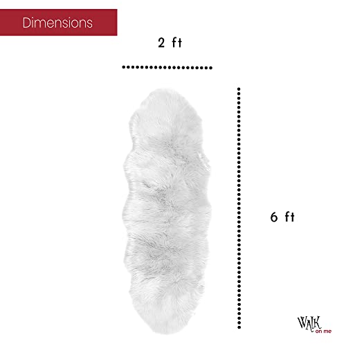 Silky Soft Faux Fur Rug, 2 ft. x 6 ft. White Fluffy Rug, Sheepskin Area