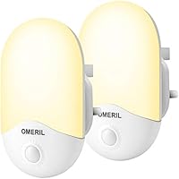 LED Night Light, OMERIL [2 Pack] Night Lights Plug in Walls with Dusk to Dawn Photocell Sensor, 0.5W Energy Saving, Warm...