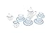 Twenis 1/12 Dollhouse Miniature Tea Set in 15 Pcs, Blue Polka Dots Porcelain Chintz Tea Cup Set
